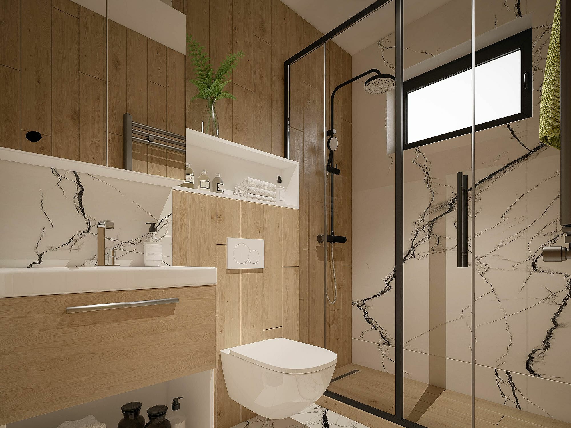 reforma de banheiro social elegante e funcional