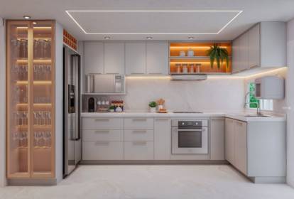 ideias de iluminação para cozinha pequena