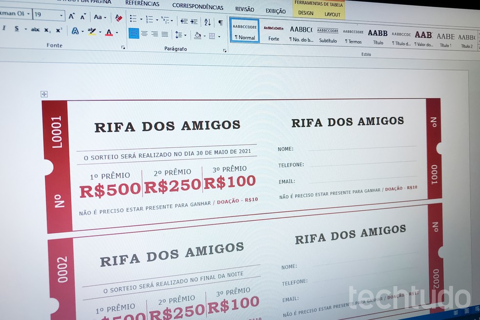rifa pronta para imprimir