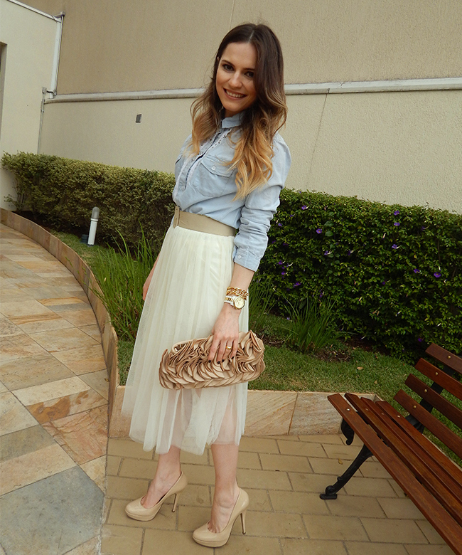 saia tule com bota
