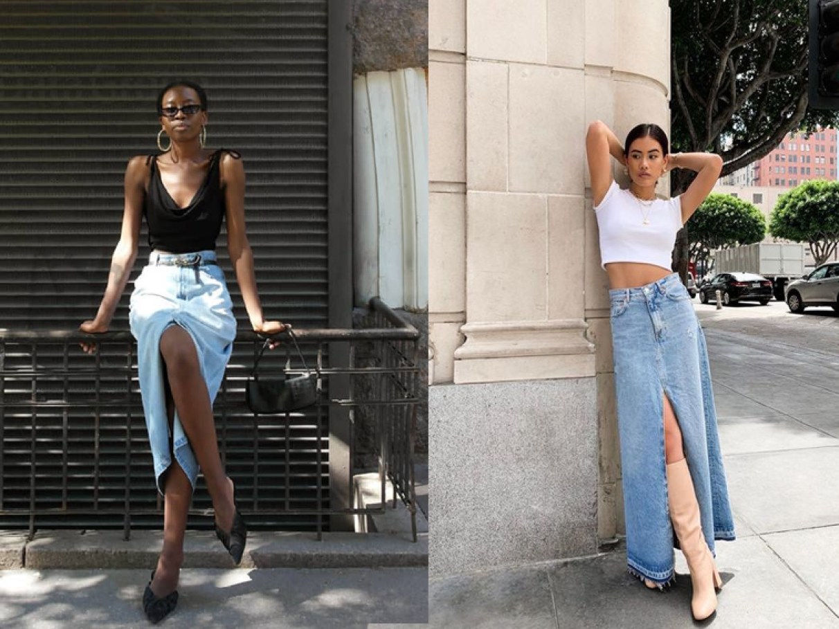 saias midi jeans