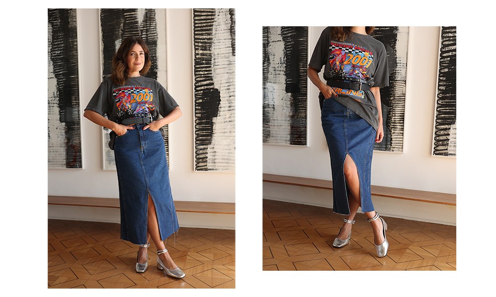 saias midi jeans