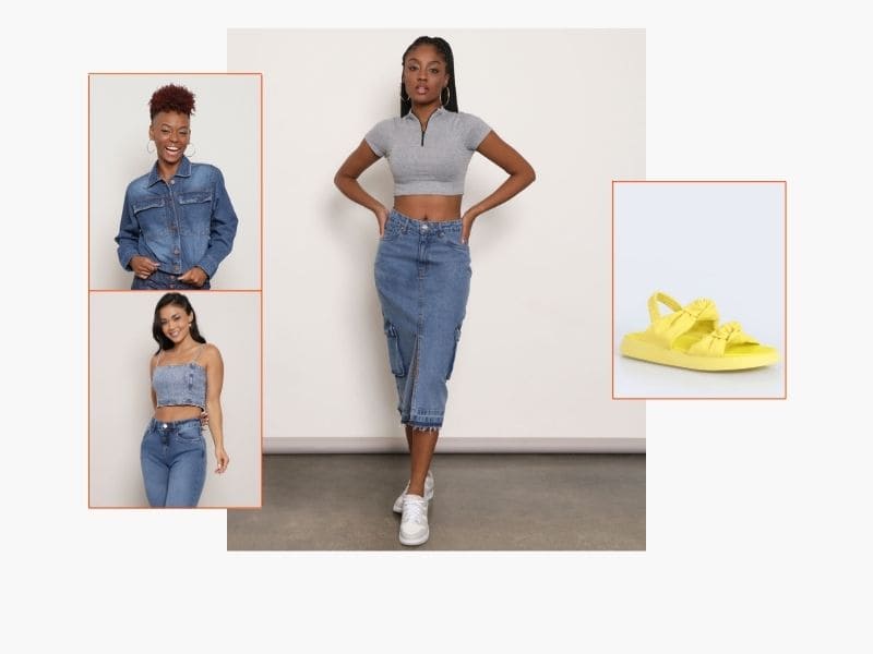 saias midi jeans