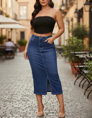 saias midi jeans