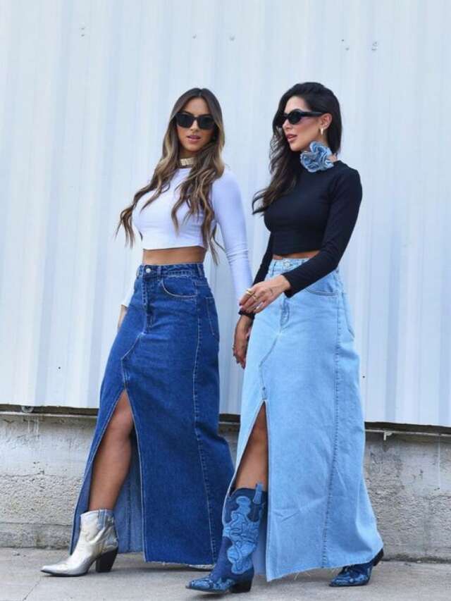 saias midi jeans