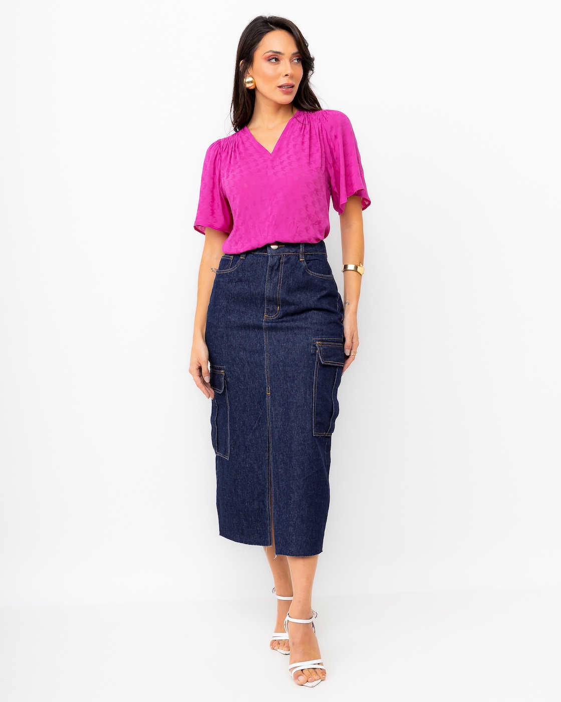 saias midi jeans