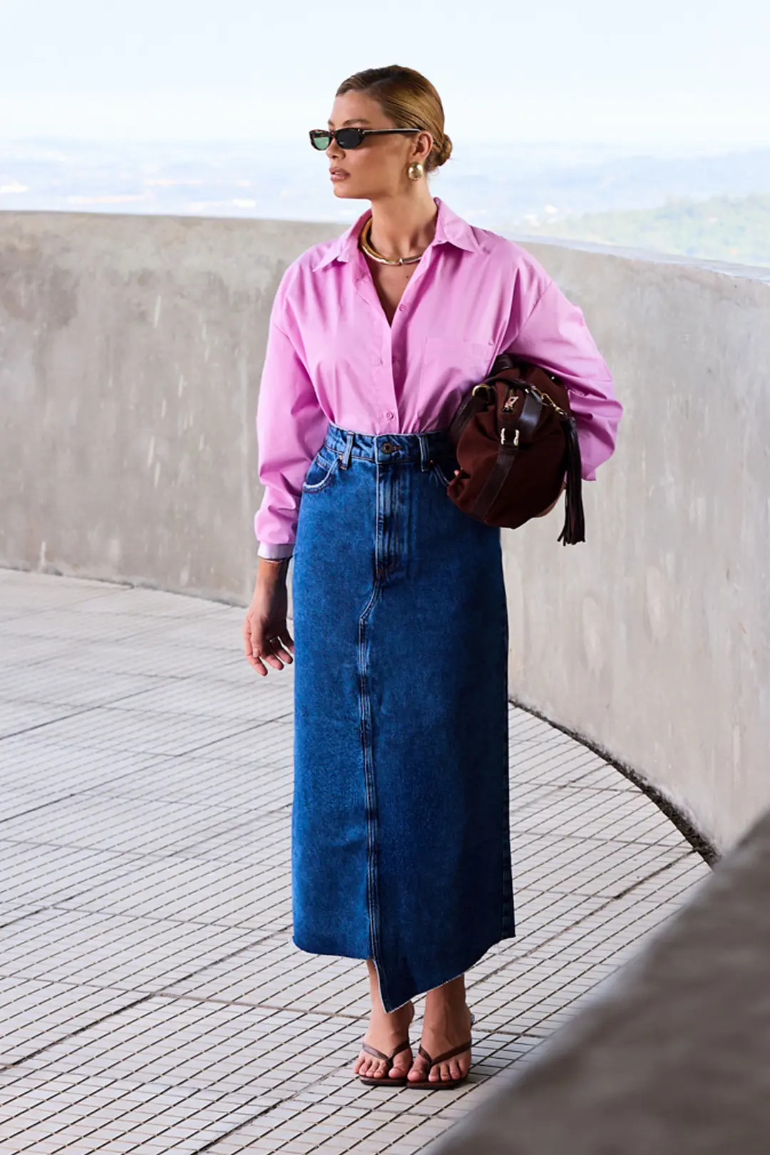 saias midi jeans