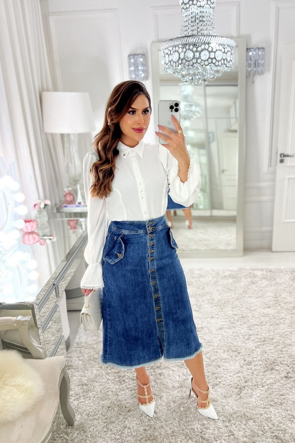 saias midi jeans