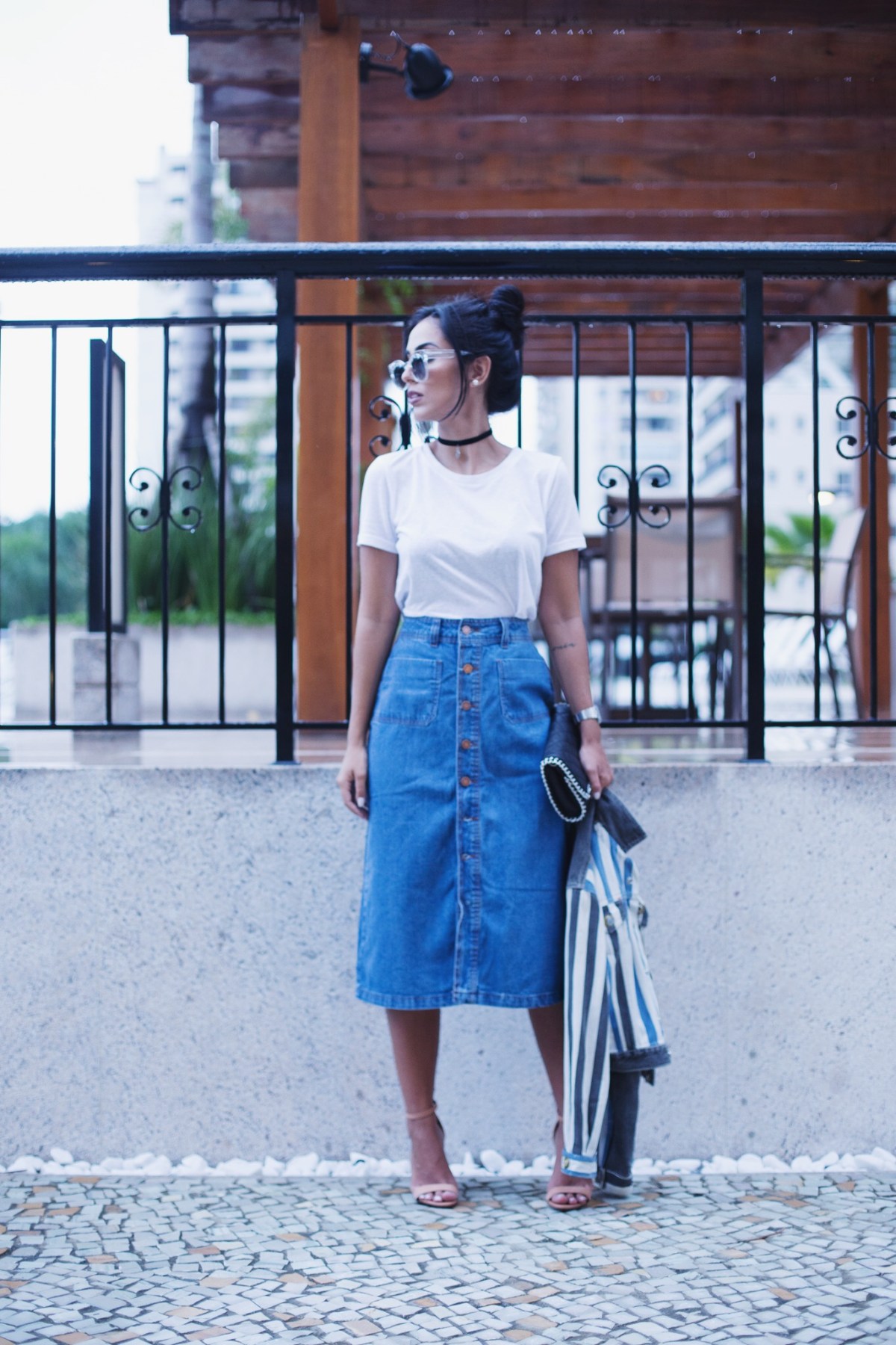saias midi jeans