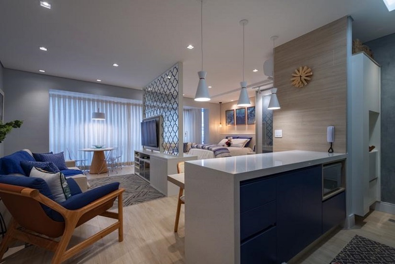 sala e cozinha integradas