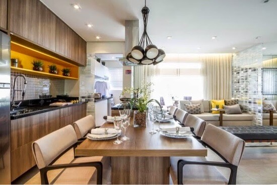 sala e cozinha integradas