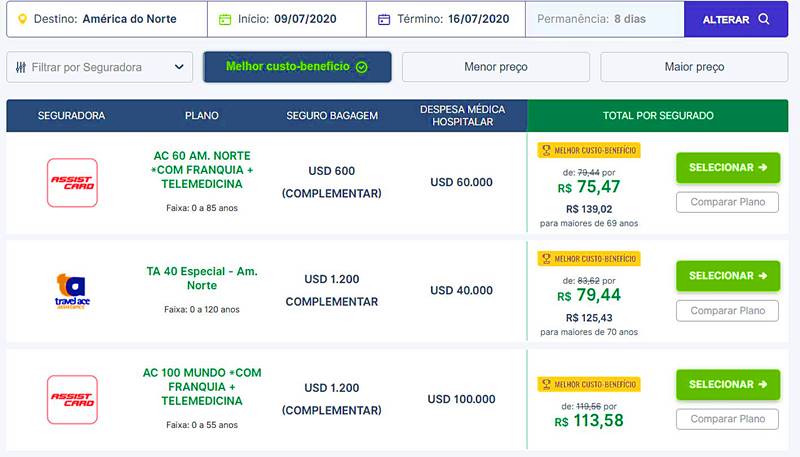 seguro viagem internacional cotação