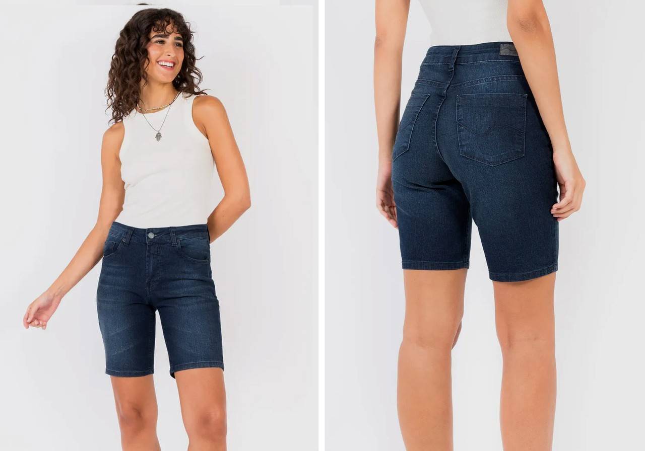 Short jeans com rasgo