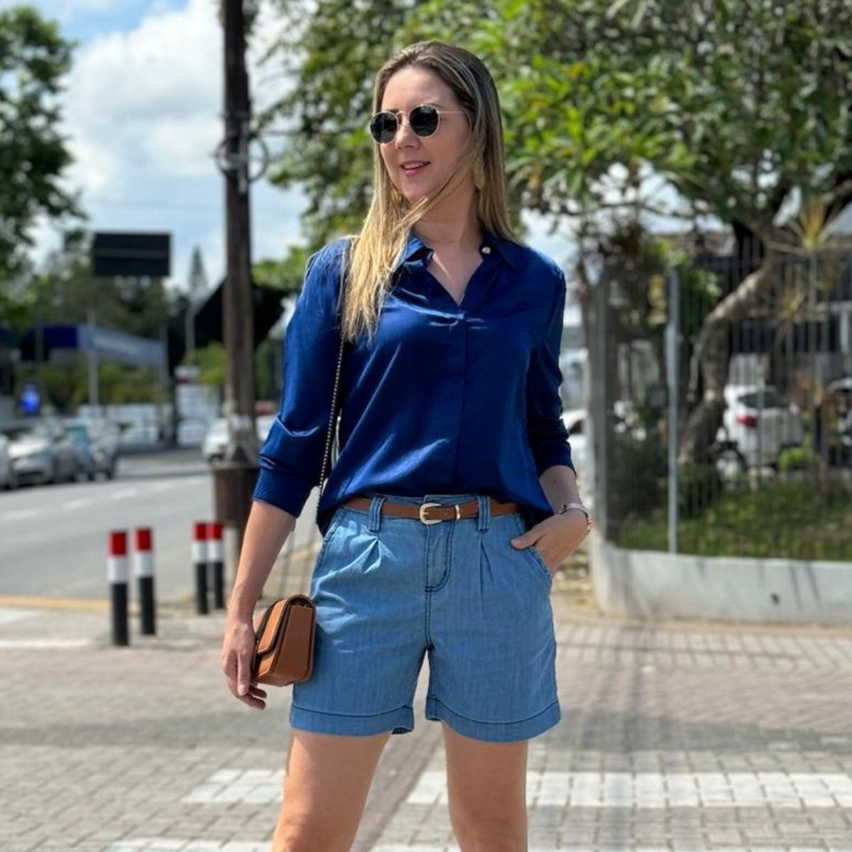 Short jeans lavagem clara