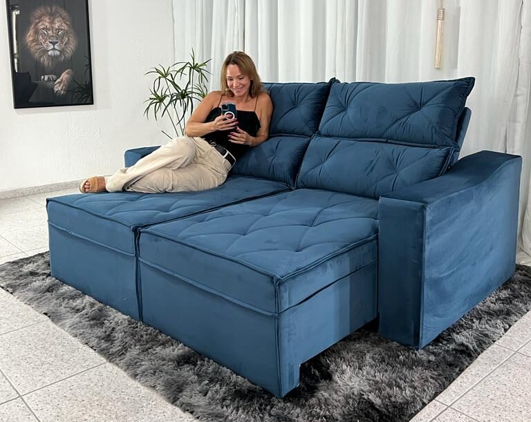 sofá azul para sala de estar