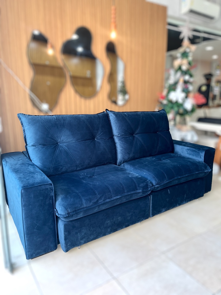 sofá azul reclinável