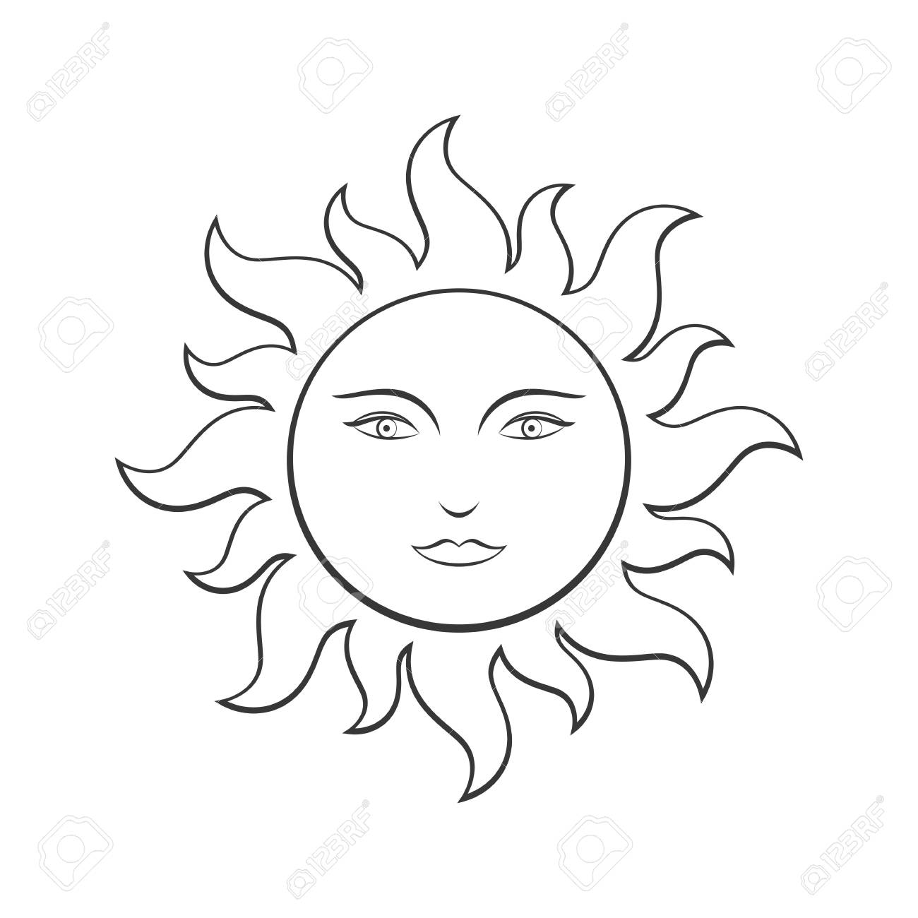 sol com raios para colorir
