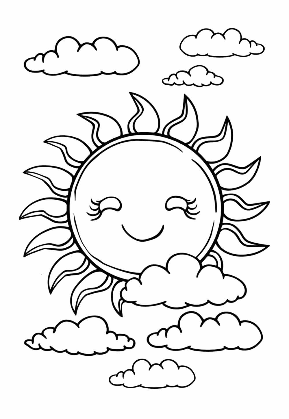 sol com raios para colorir