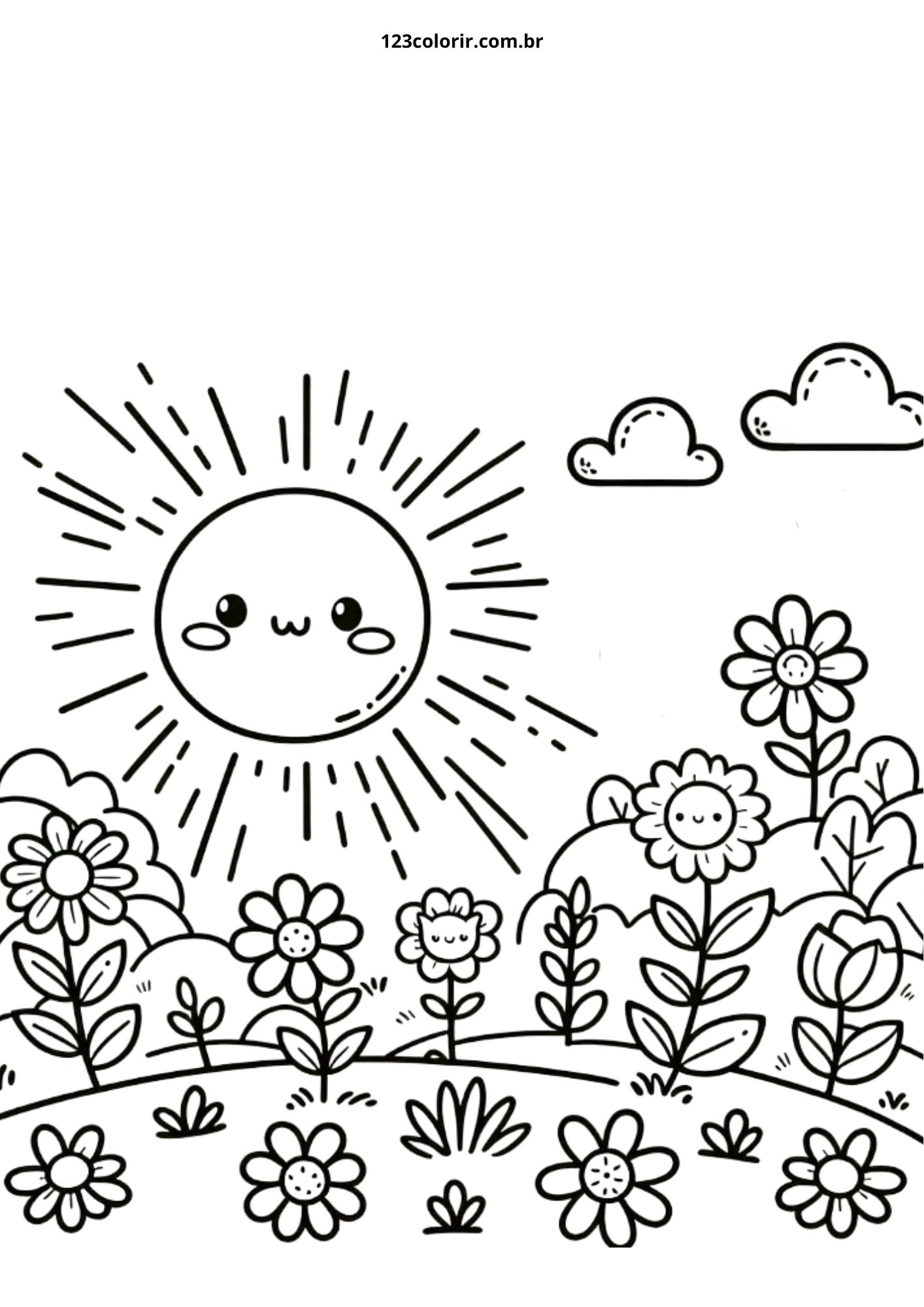sol na praia para colorir