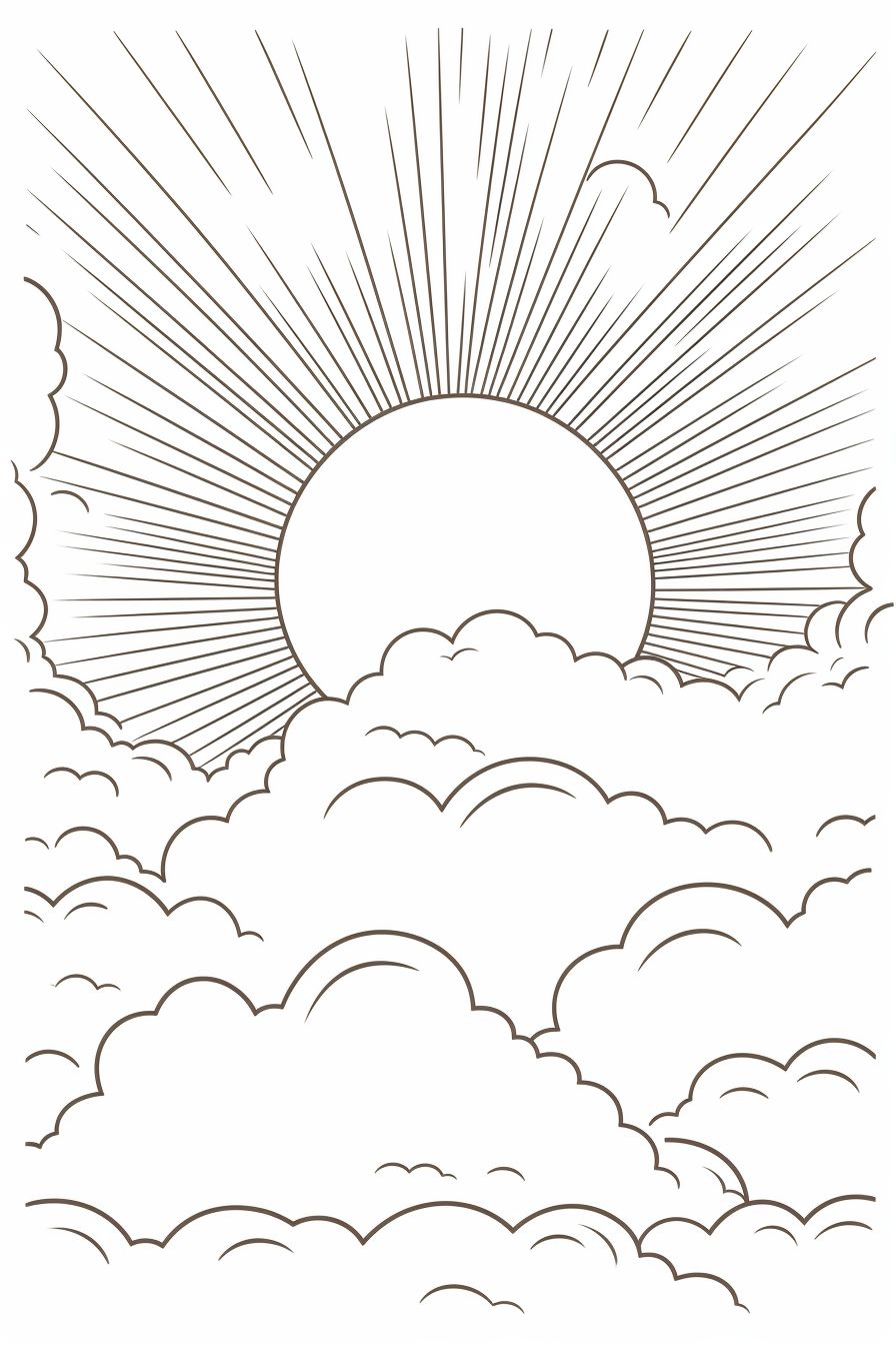 sol nas montanhas para colorir