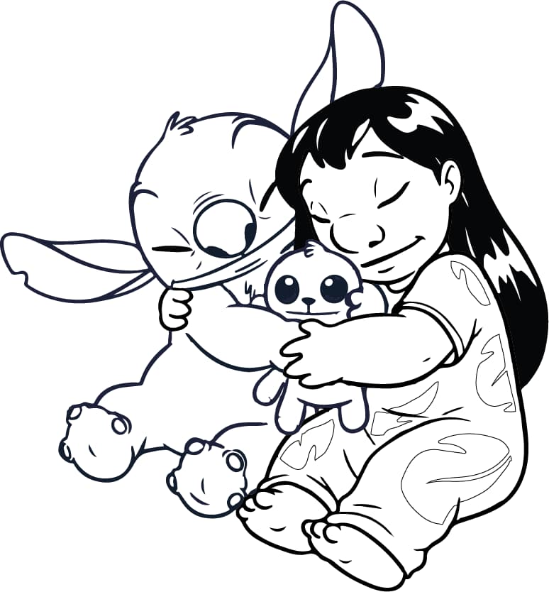 Stitch comendo melancia para colorir