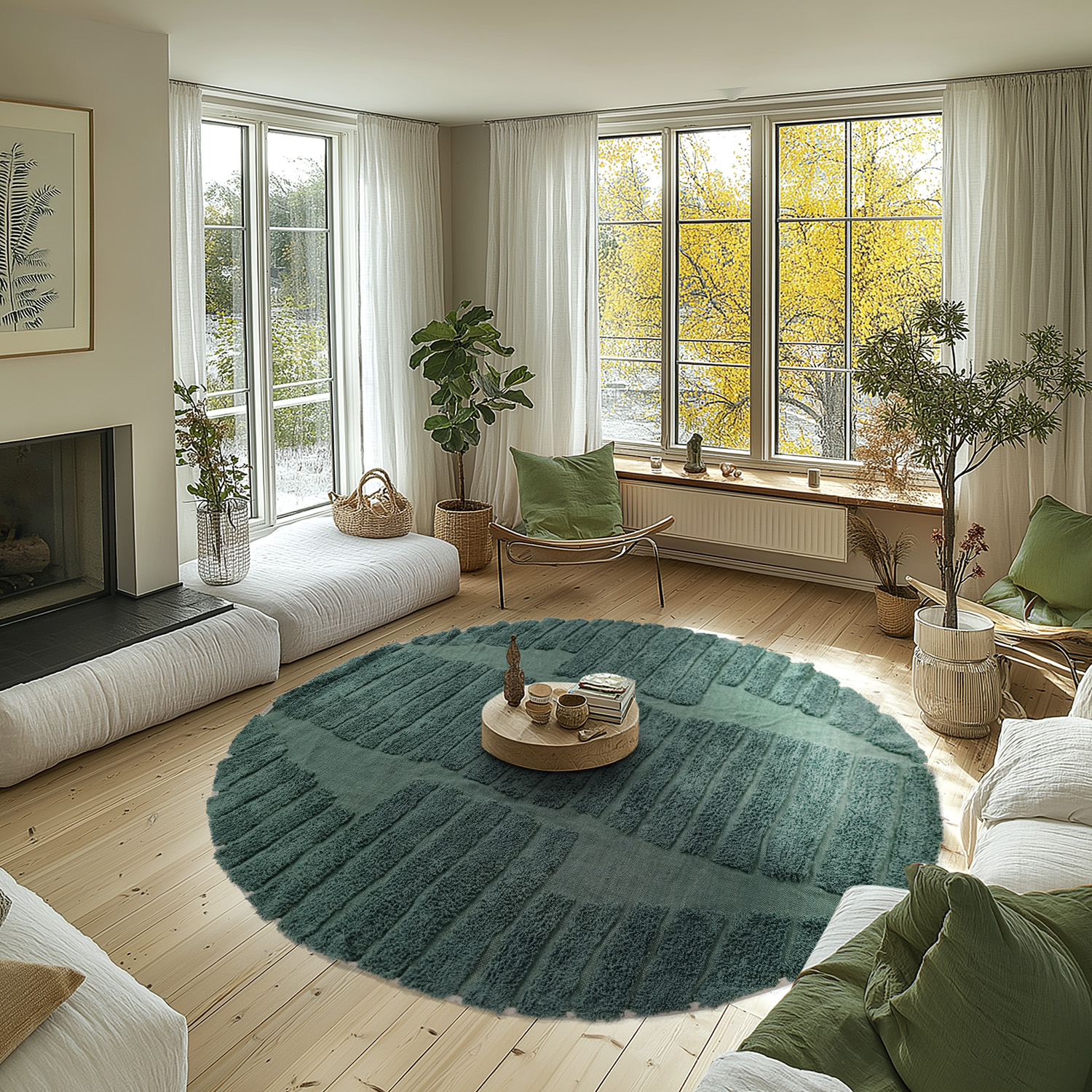 tapete redondo crochê barbante grosso sala