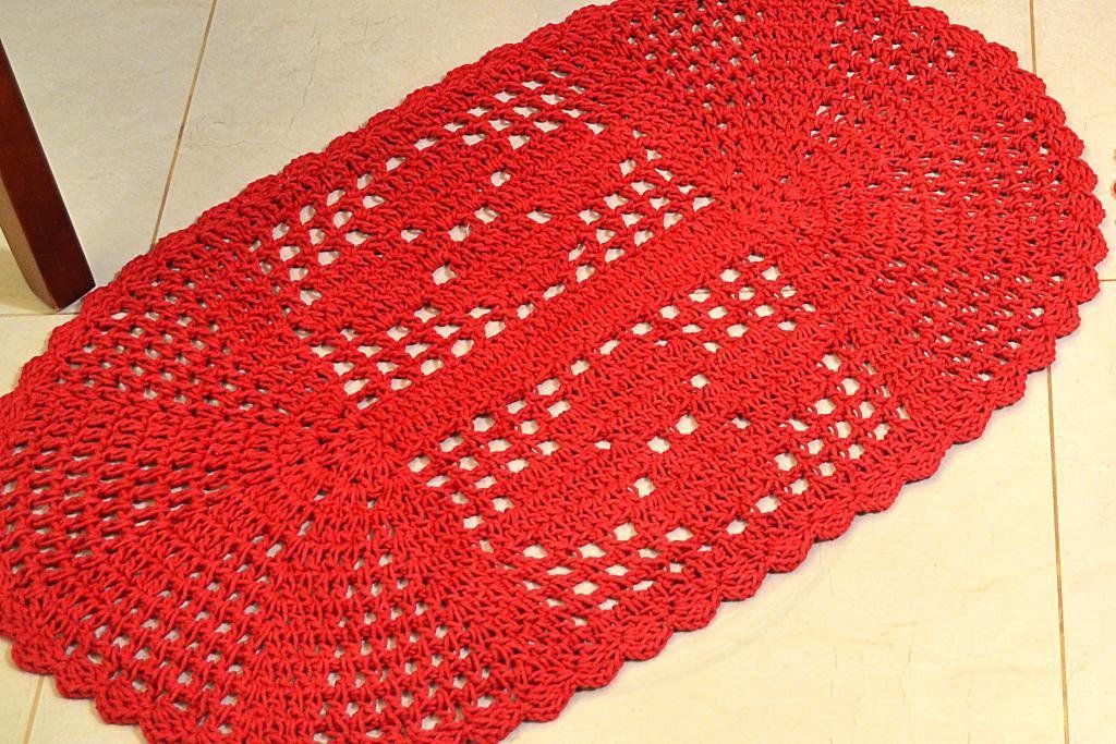 Tapetes de crochê com efeito 3D e relevo