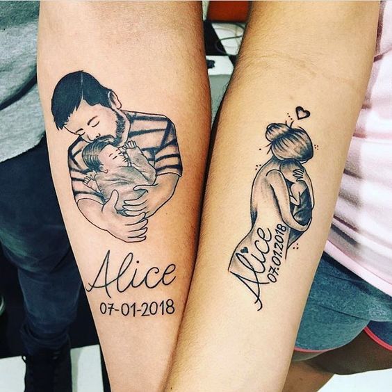 tatuagem homenagem filhos casal