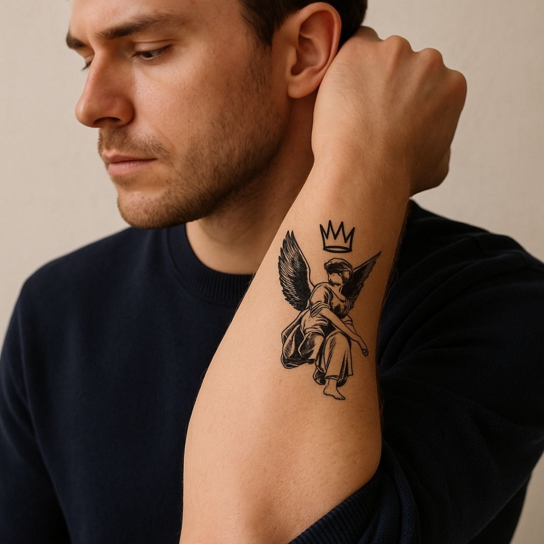 tatuagem de anjo tribal