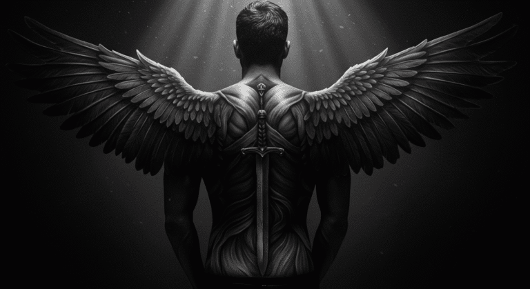 tatuagem de anjo colorido