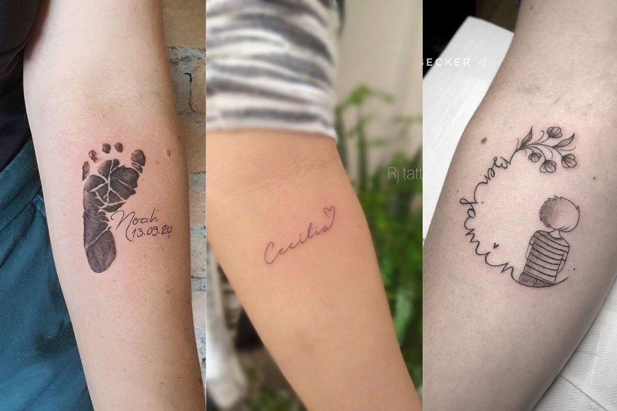 tatuagem com nome de filho pequena