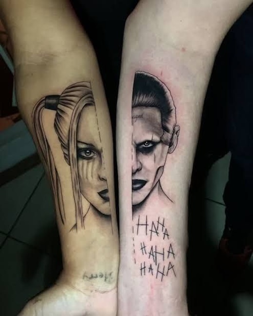 Tatuagem Coringa e Arlequina: Significados e inspirações para casais