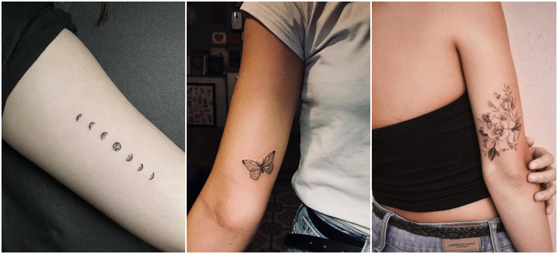 tatuagem feminina braço com flores delicadas