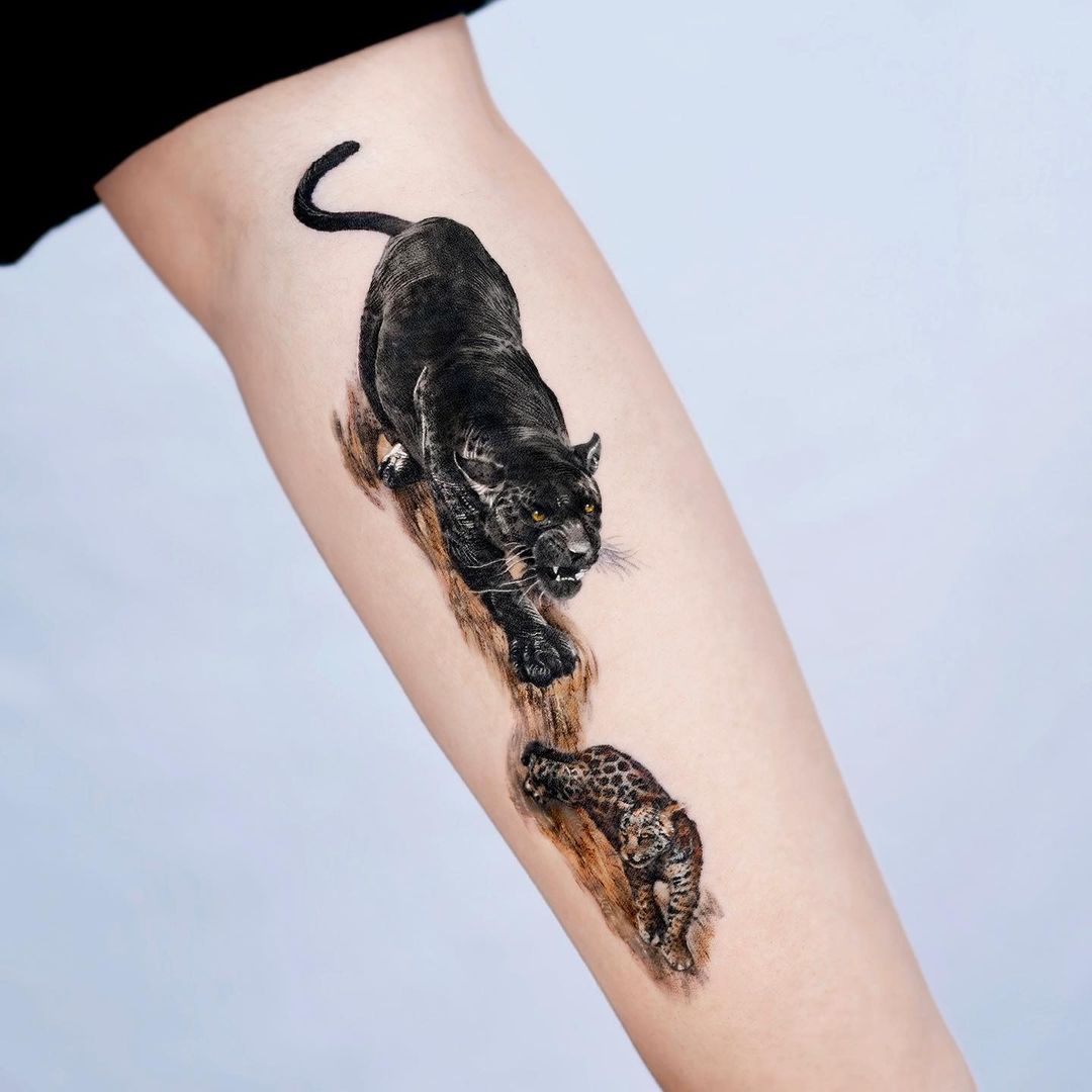 tatuagem felina feminina força