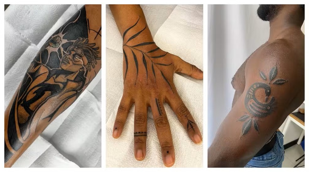 tatuagem colorida em pele negra