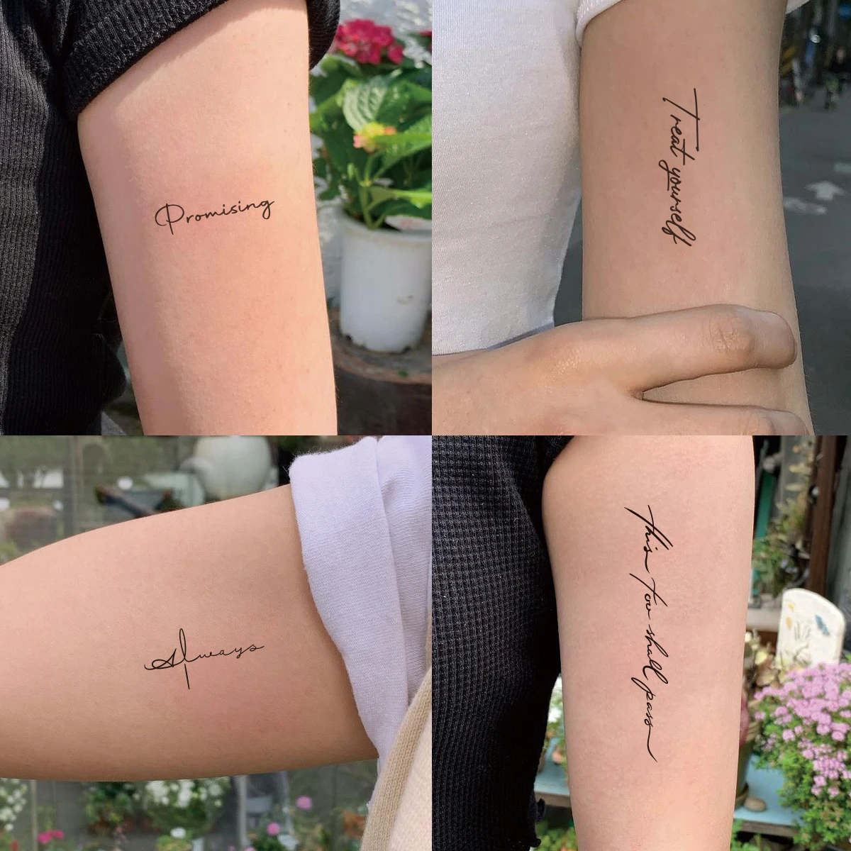 tatuagem escrita no braço feminina