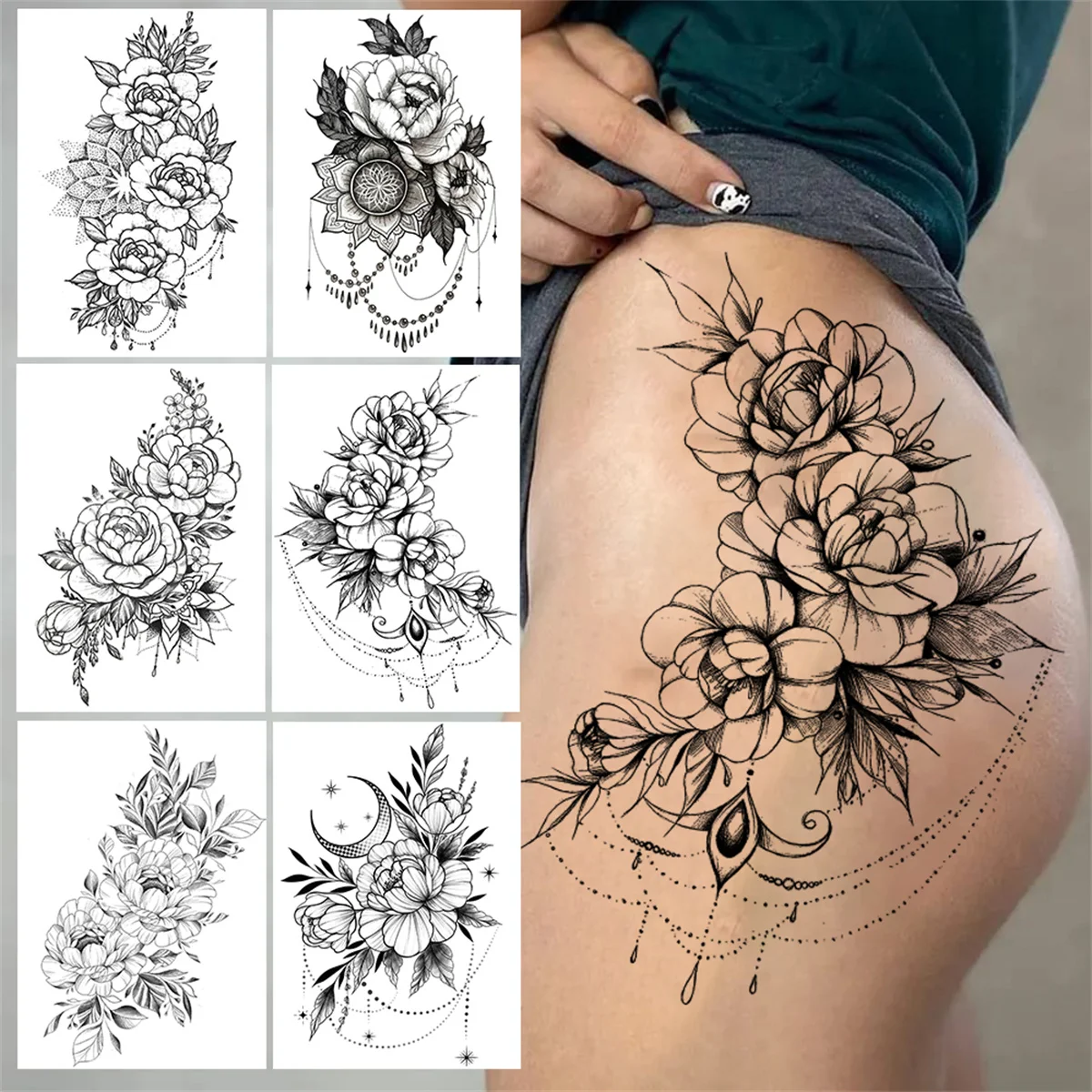 tatuagem feminina na coxa de leoa