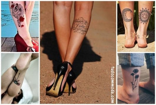 tatuagem panturrilha feminina leão
