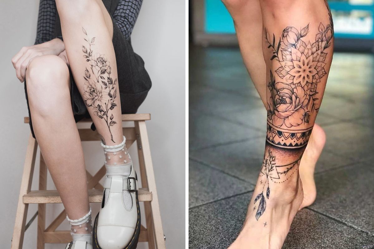 tatuagem panturrilha feminina oriental