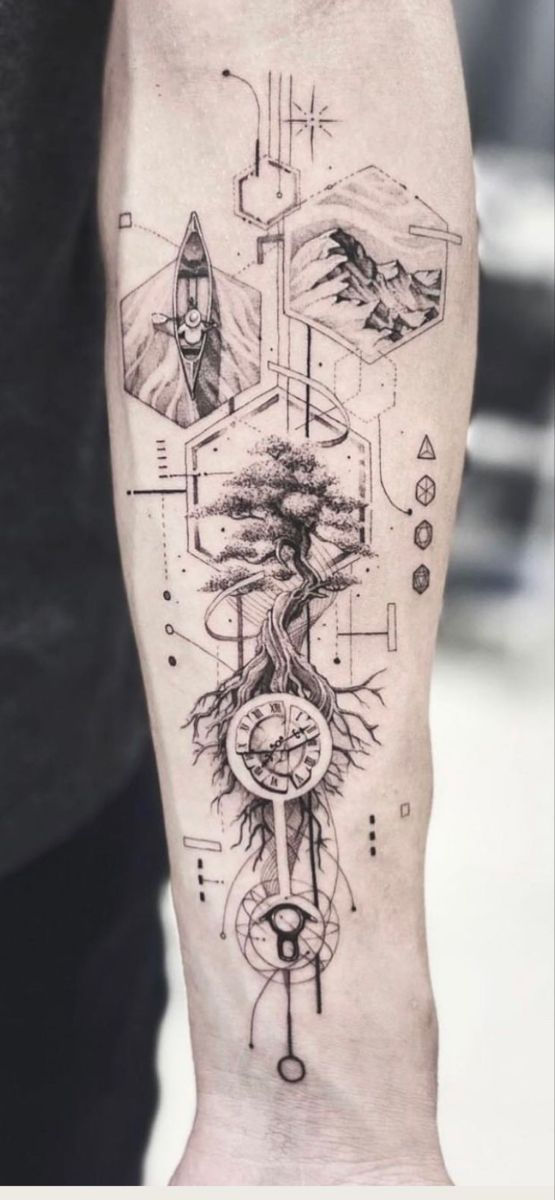 tatuagem fine line geométrica masculina