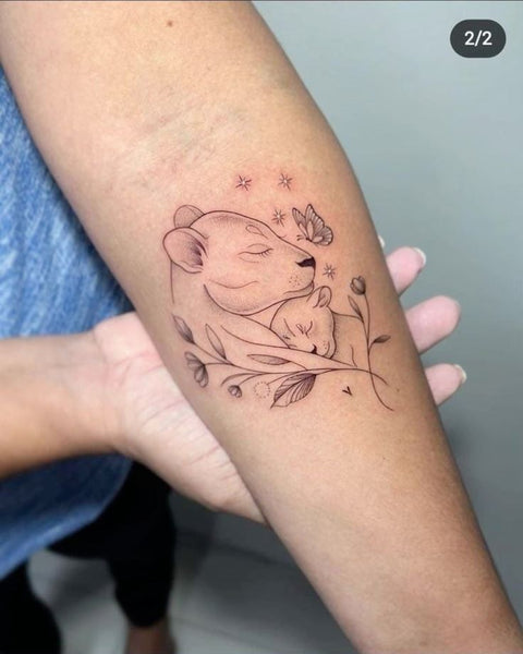 tatuagem mãe e filho delicada símbolo