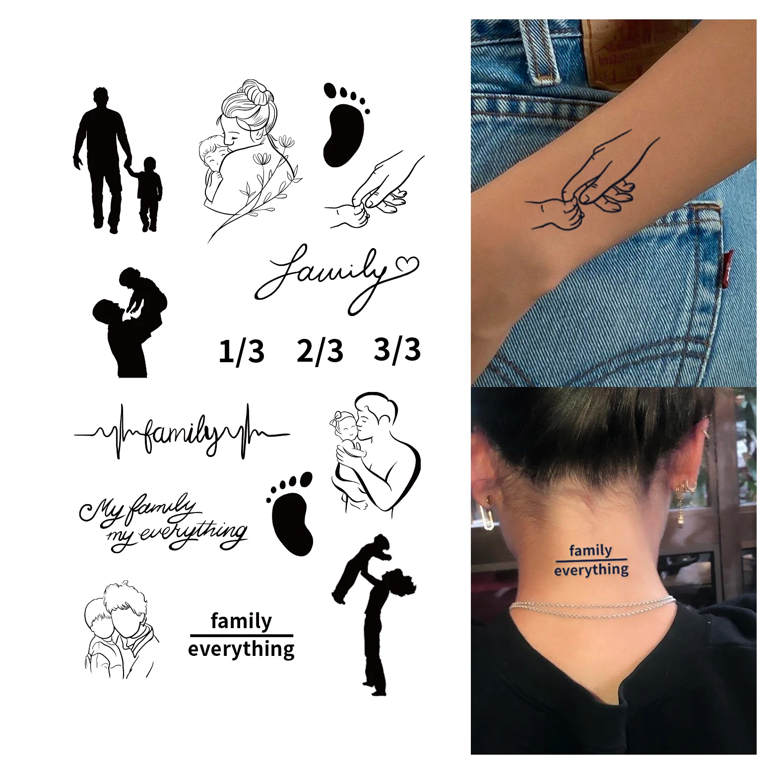 tatuagem mãe e filho delicada pequena