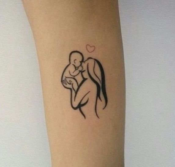 tatuagem mãe e filho delicada feminina