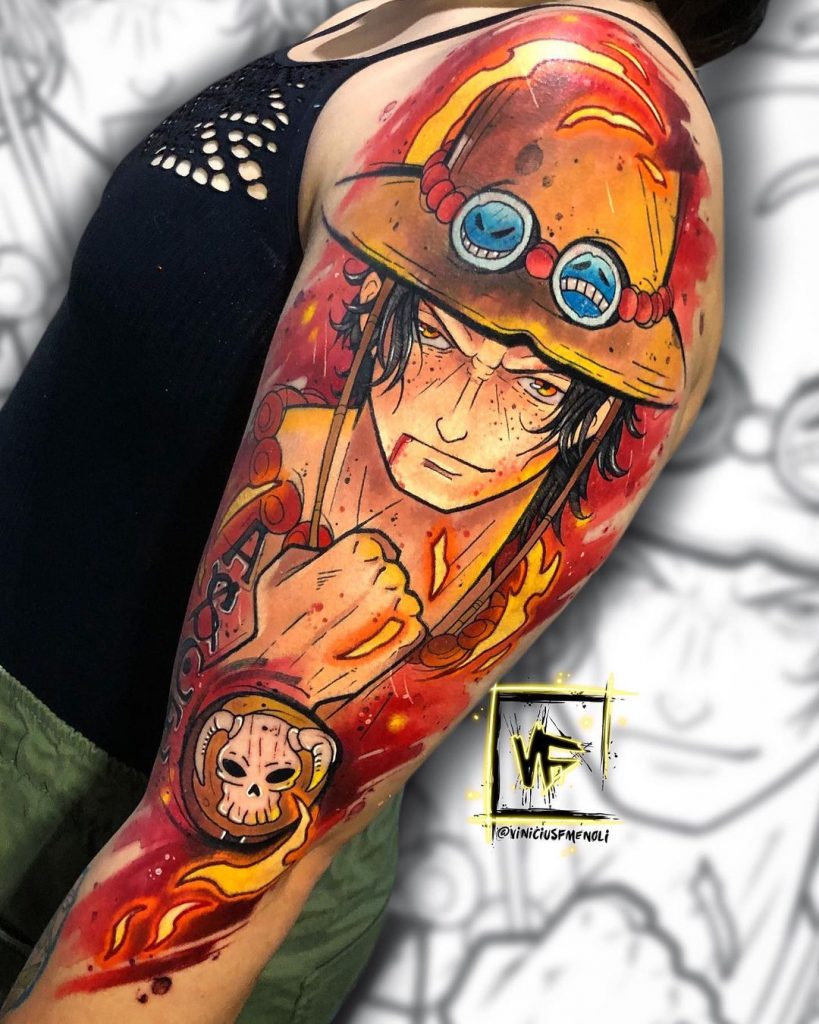 tatuagem one piece preto e branco