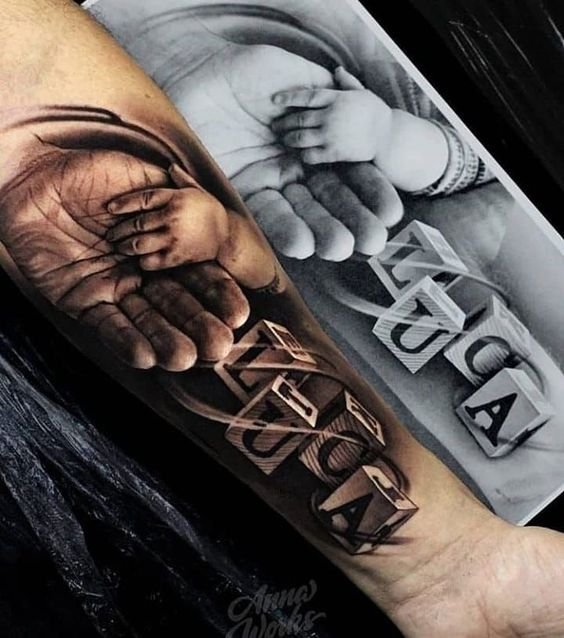 tatuagem pai e filho realista
