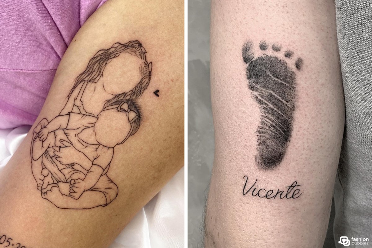 tatuagem pai e filho geométrica