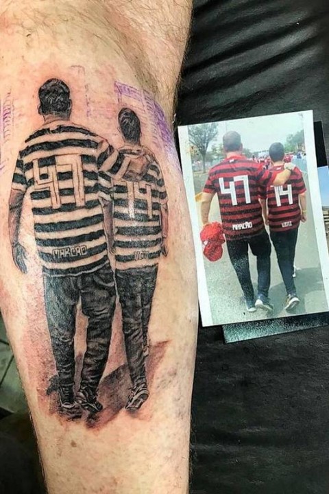 tatuagem pai e filho bússola