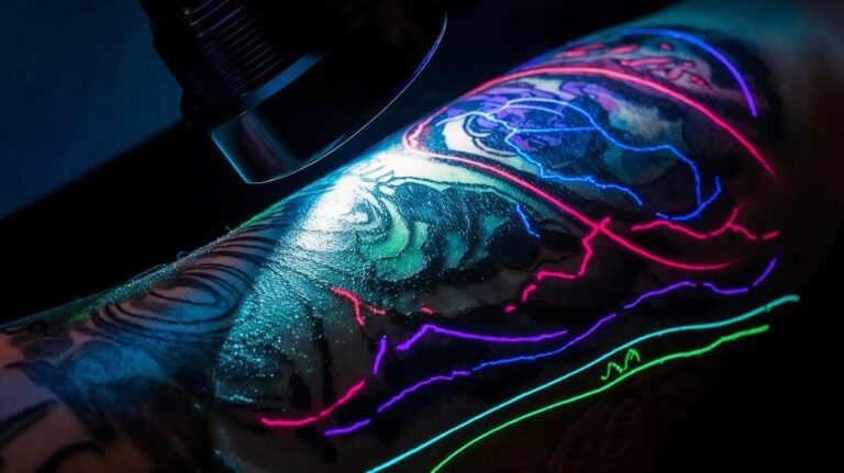 tatuagem que brilha com luz negra