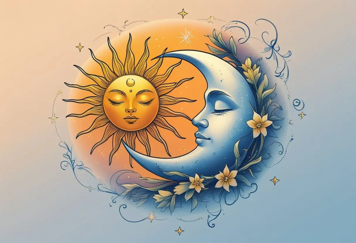 tatuagem sol e lua casal