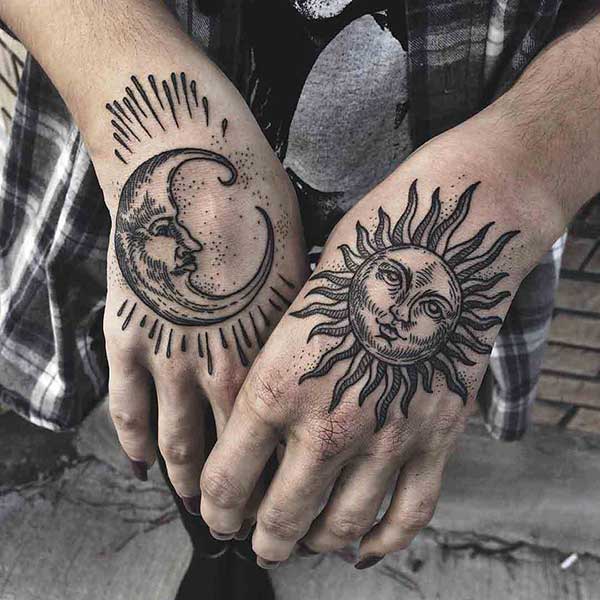 tatuagem sol e lua e mar